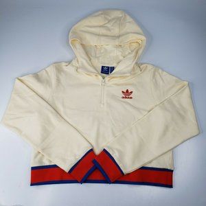 Adidas Originals Embellished Arts Crop Hoodie Embroidered Silky Moth Small